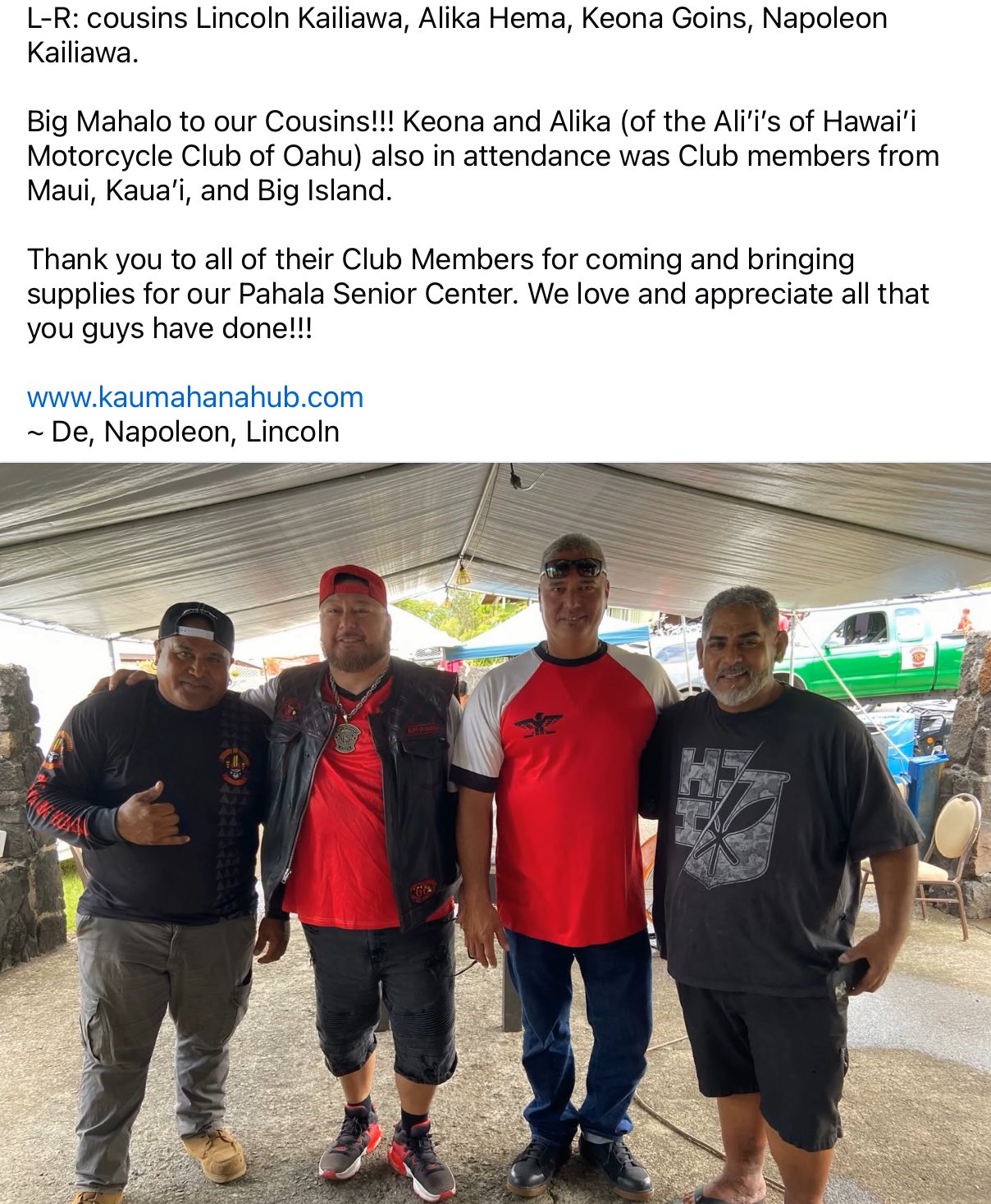 Cousins Alika Hema and Keona Goins with Lincoln and Napoleon Kailiawa