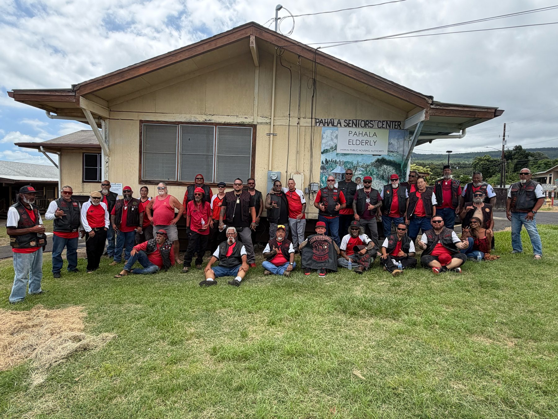 Aliʻi’s of Hawaiʻi Statewide Motorcycle Club members at Pāhala Senior Center