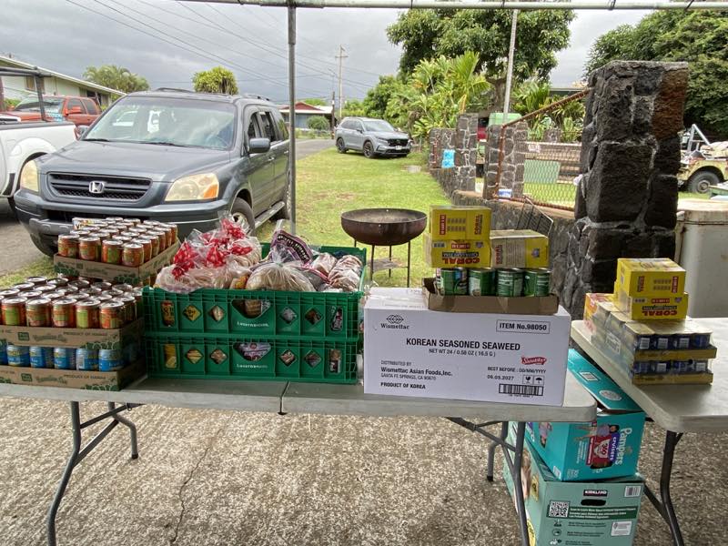 Food and household supplies ready for distribution