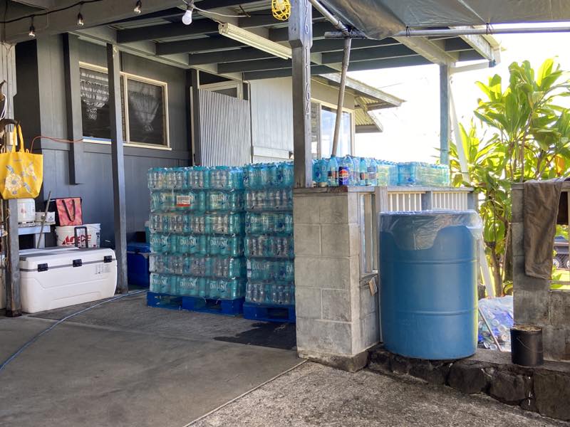 Drinking water stocked for distribution