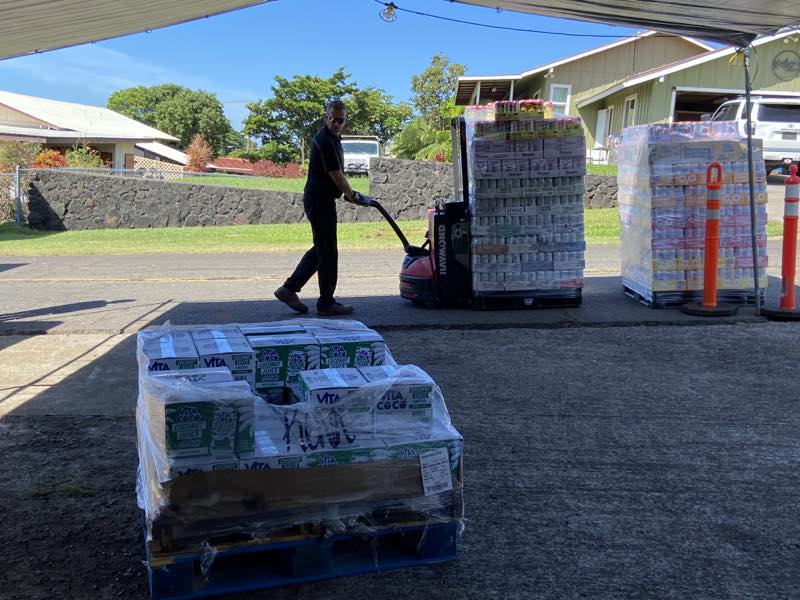 Pallets of drinks arrive at the hub