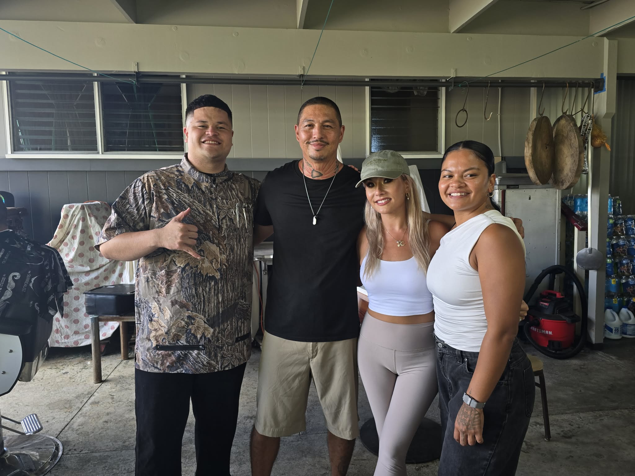 Having a haircut at the Kaumahana Hub