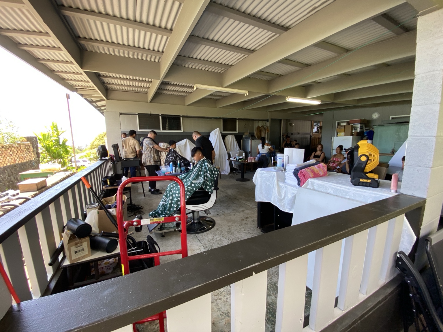 Haircut day at the Kaumahana Hub